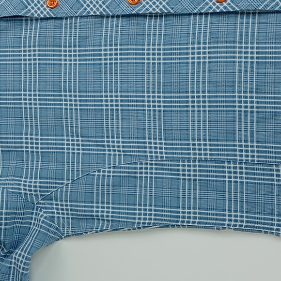 Jared Lang Men's Size S/P Button Front Slim Fit Shirt Blue/White Roll Tab Sleeve - Picture 4 of 11